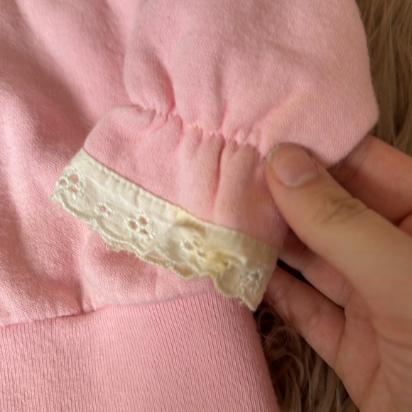 Adorable toddler girls ruffle frilly pink vintage hoodie - Picture 2 of 6